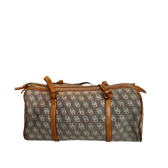 Vintage Dooney & Bourke Signature Canvas Handbag w/ Leather Trim Y2K - Picture 1 of 13